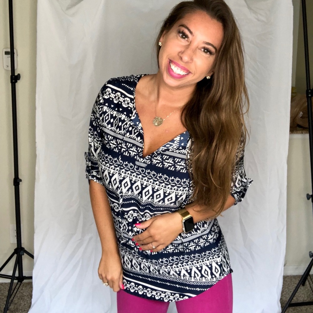 Navy Blue Patterned Shirt